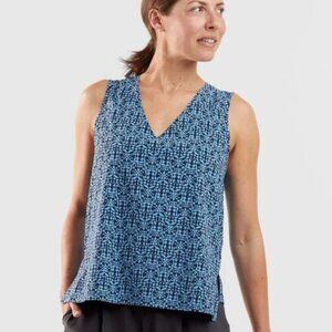 Title Nine Round Trip Pocket Tank Top V-Neck Scoop Small in Turkish Delight Blue